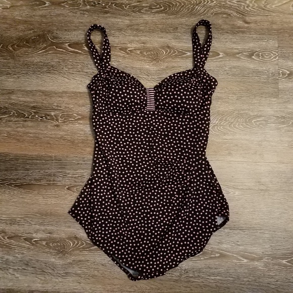 Maxine of Hollywood Other - Retro Maxine Black & Pink Polk-a-dot Swimsuit